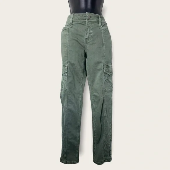 WHBM Blanc Olive Green Slim Ankle Utility Jeans Size 6R - Picture 2 of 10